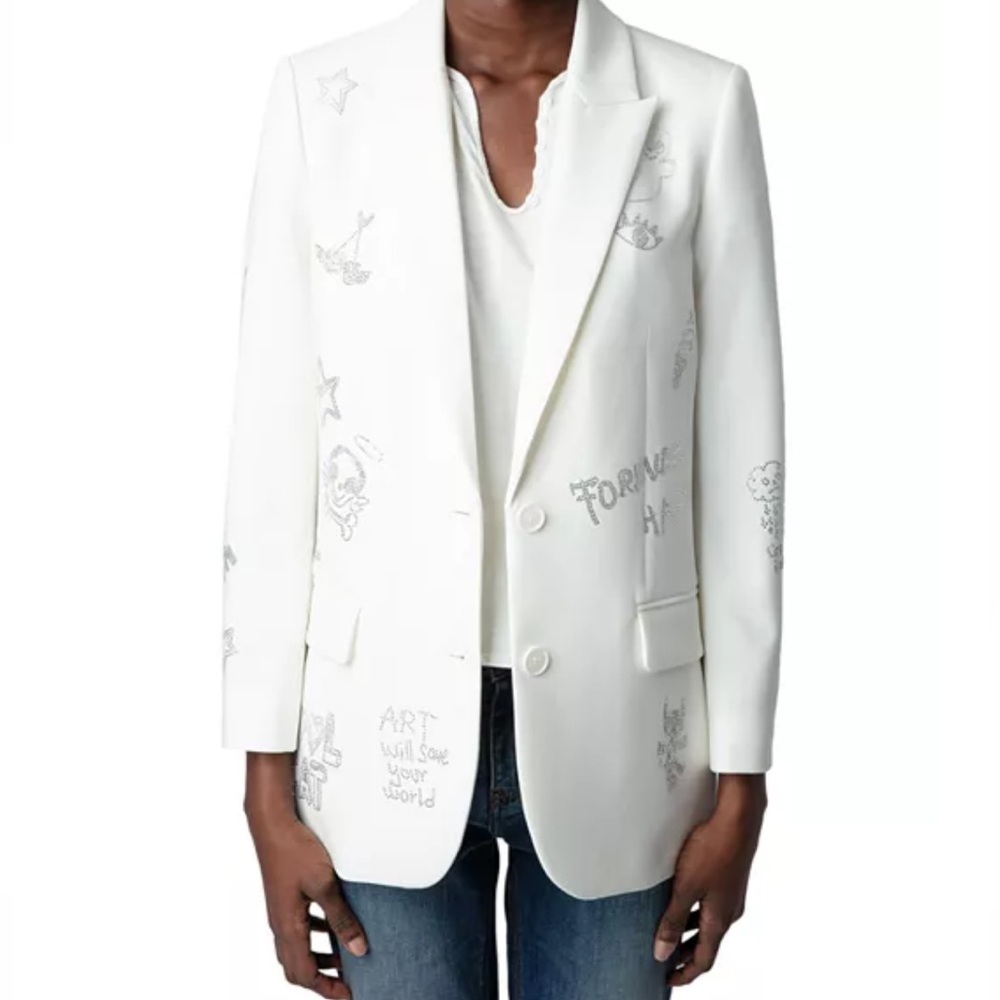 ZADIG & VOLTAIRE Viva Multistrass Blazer – White | EU 40 NWT
